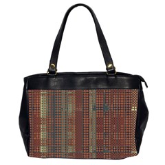 Rust Brown Grunge Plaid Oversize Office Handbag (2 Sides) by SpinnyChairDesigns