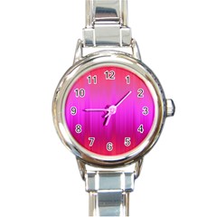 Fuchsia Ombre Color  Round Italian Charm Watch by SpinnyChairDesigns