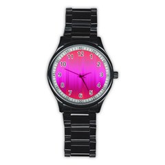 Fuchsia Ombre Color  Stainless Steel Round Watch by SpinnyChairDesigns