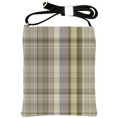 Beige Tan Madras Plaid Shoulder Sling Bag by SpinnyChairDesigns