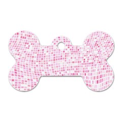 Pink And White Checkered Dog Tag Bone (two Sides) by SpinnyChairDesigns