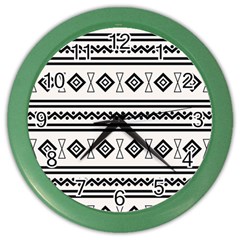 Black And White Aztec Color Wall Clock by tmsartbazaar