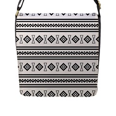 Black And White Aztec Flap Closure Messenger Bag (l)