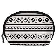 Black And White Aztec Accessory Pouch (large)