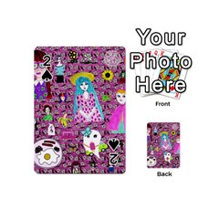 Blue Denim And Drawings Daisies Pink Playing Cards 54 Designs (mini) by snowwhitegirl