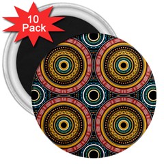 Aztec Multicolor Mandala 3  Magnets (10 Pack)  by tmsartbazaar