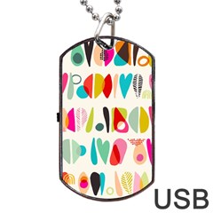 Scandinavian Folk Art Halfsies Dog Tag Usb Flash (two Sides) by andStretch