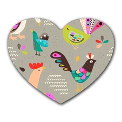 Scandinavian Birds Feather Weather Heart Mousepads