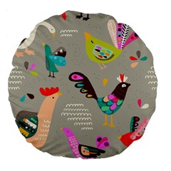 Scandinavian Birds Feather Weather Large 18  Premium Flano Round Cushions by andStretch