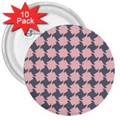 Retro Pink And Grey Pattern 3  Buttons (10 Pack)  by MooMoosMumma