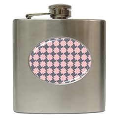 Retro Pink And Grey Pattern Hip Flask (6 Oz) by MooMoosMumma