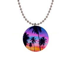 Sunset Palms 1  Button Necklace by goljakoff