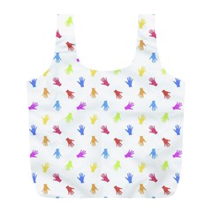 Multicolored Hands Silhouette Motif Design Full Print Recycle Bag (l) by dflcprintsclothing