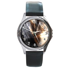 Flash Light Round Metal Watch by Sparkle