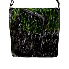 Green Glitter Squre Flap Closure Messenger Bag (l) by Sparkle