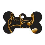 Gold Dog Cat Animal Jewel Dog Tag Bone (Two Sides)