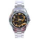 Gold Dog Cat Animal Jewel Stainless Steel Analogue Watch