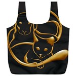 Gold Dog Cat Animal Jewel Full Print Recycle Bag (XXL)