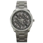 Modern Tribal Silver Ornate Pattern Print Sport Metal Watch