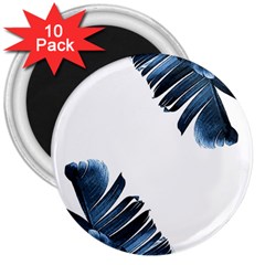 Blue Banana Leaves 3  Magnets (10 Pack)  by goljakoff
