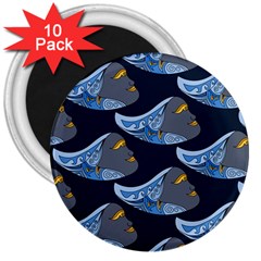 Queen Fish Doodle Art 3  Magnets (10 Pack)  by tmsartbazaar