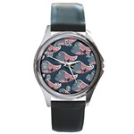 Doodle Queen Fish Pattern Round Metal Watch