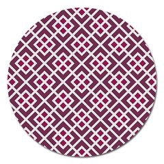 Two Tone Lattice Pattern Purple Magnet 5  (round) by kellehco