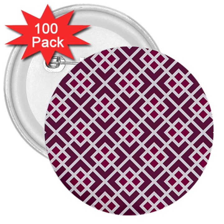 Two Tone Lattice Pattern Purple 3  Buttons (100 pack) 