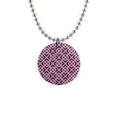 Two Tone Lattice Pattern Purple 1  Button Necklace by kellehco