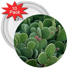 Green Cactus 3  Buttons (10 Pack)  by Sparkle