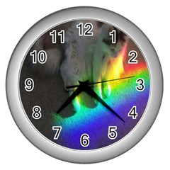 Rainbowcat Wall Clock (silver) by Sparkle