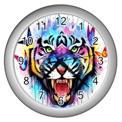 Butterflytiger Wall Clock (silver) by Sparkle