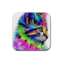 Rainbowcat Rubber Coaster (square)  by Sparkle