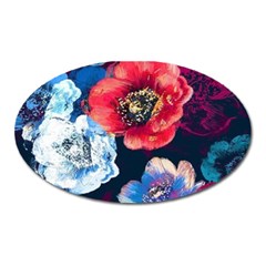 Flowers Pattern Oval Magnet