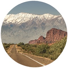 Empty Highway Landscape, La Rioja, Argentina Wooden Puzzle Round