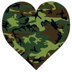 Forest Camo Pattern, Army Themed Design, Soldier Wooden Puzzle Heart by Casemiro