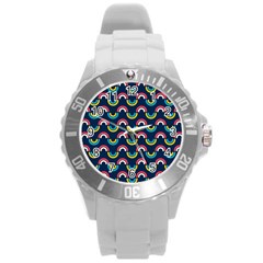 Geo Rainbow Stroke Round Plastic Sport Watch (l) by tmsartbazaar