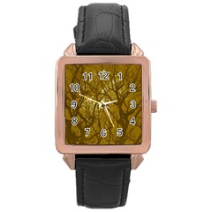 Forest Landscape Illustration 2 Rose Gold Leather Watch  by dflcprintsclothing