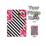 Pink Floral Stripes Playing Cards 54 Designs (Mini) Front - Heart4