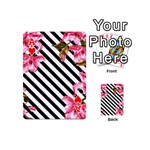 Pink Floral Stripes Playing Cards 54 Designs (Mini) Front - HeartA