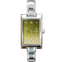 Yellow, Gold Gradient Butterflies Pattern, Cute Insects Theme Rectangle Italian Charm Watch