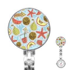 Tropical Pattern Stainless Steel Nurses Watch