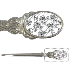 Line Art Black And White Rose Letter Opener by MintanArt