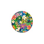 Colorful Floral Pattern Golf Ball Marker Front