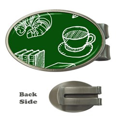 Books And Baked Goods Pattern Money Clips (oval)  by DithersDesigns