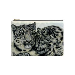 Snow Leopards Love Cosmetic Bag (medium) by ArtByThree