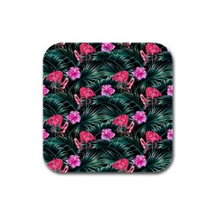 Pink Flamingo Rubber Square Coaster (4 Pack)  by goljakoff