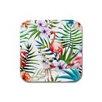 Tropical flamingo Rubber Square Coaster (4 pack) 