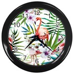 Tropical flamingo Wall Clock (Black)