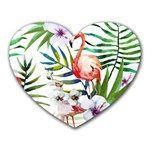 Tropical flamingo Heart Mousepads